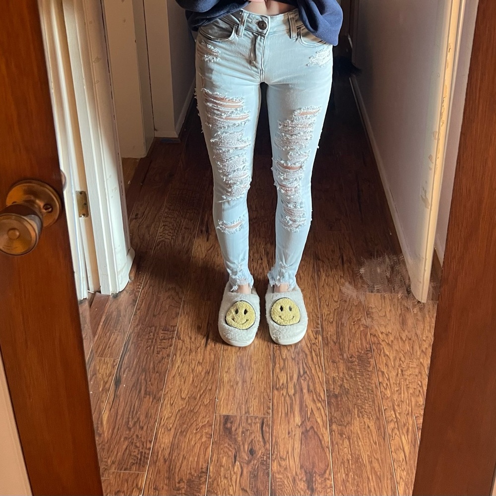 Light Blue Distressed Skinny Jeans